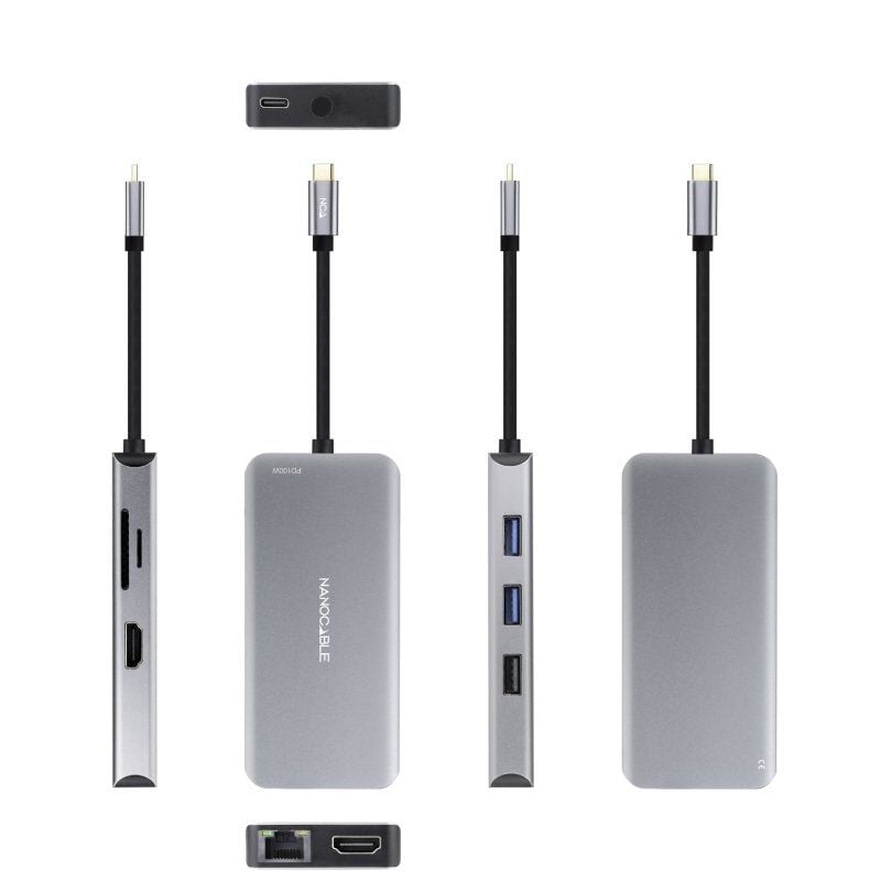 Docking C-type Nanocable 10.16.1009 / 3xusb / 2xhdmi 4K / 1xrj45 / 1xleitor de Cartões / 1xusb C-ty…