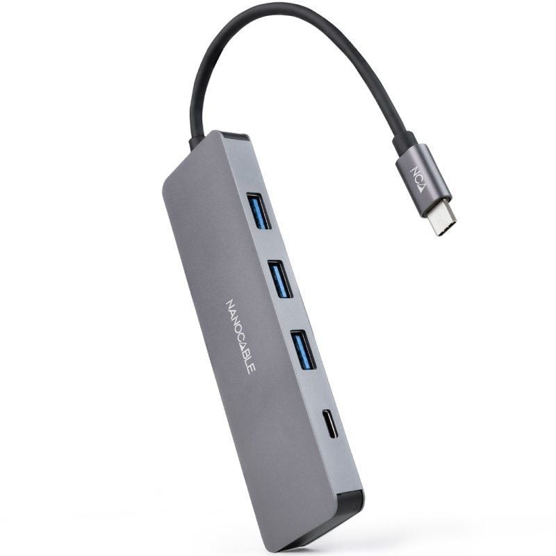Concentrador USB Tipo C Nanocable 10.16.4409 / 3xusb / 1xusb Tipo C / Cinzento