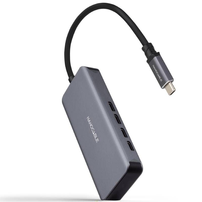 Concentrador USB Tipo C Nanocable 10.16.4504 / 4xusb Tipo C / Cinzento