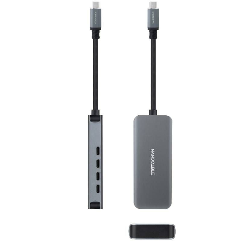 Concentrador USB Tipo C Nanocable 10.16.4504 / 4xusb Tipo C / Cinzento