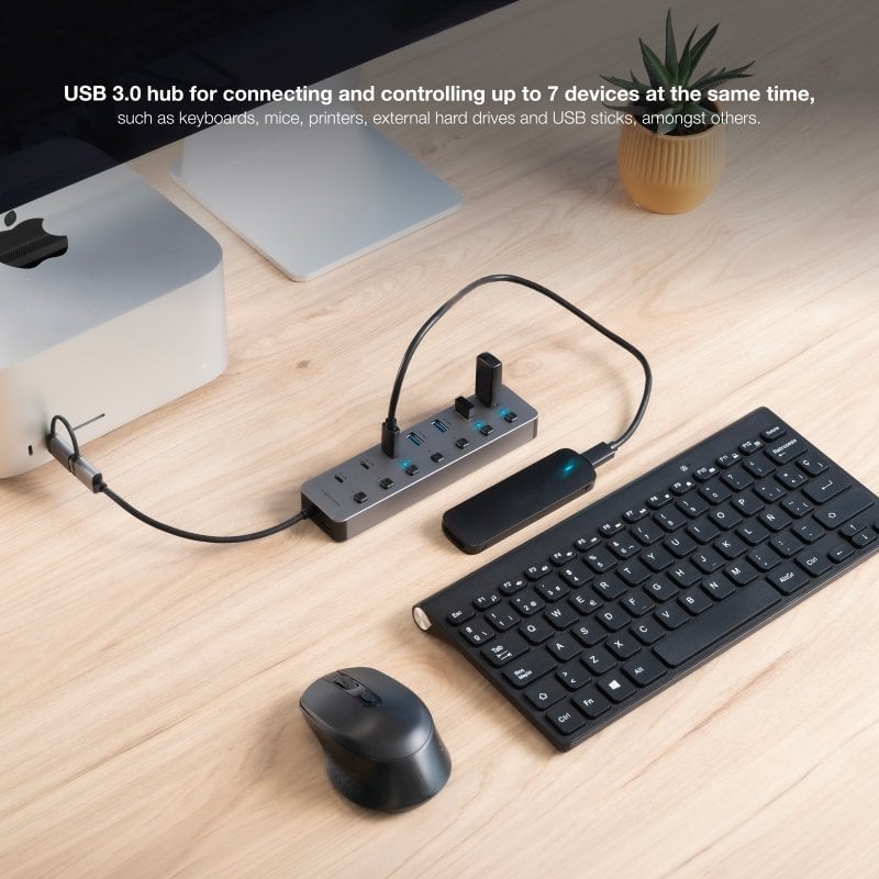 Hub USB + USB Tipo C Nanocable 10.16.4510 / 4xusb / 3xusb Tipo C / 1xusb Tipo C PD / Cinzento