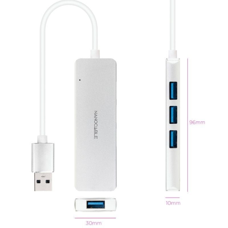 Hub USB 3.0 Nanocable 10.16.4602 / 4xusb / Cinzento