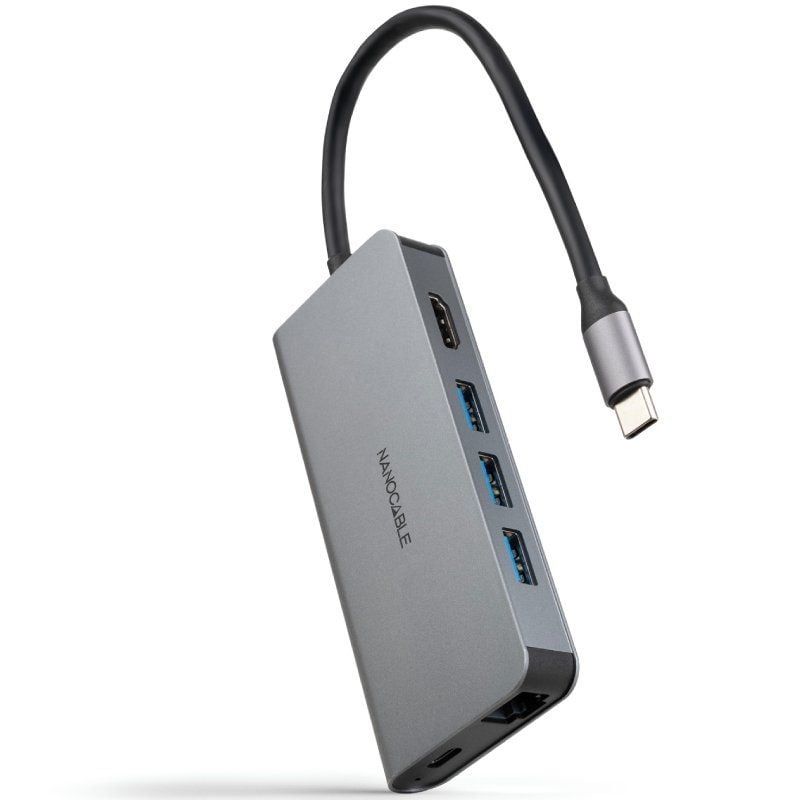Docking C-type Nanocable 10.16.4609 / 3xusb / 1xhdmi 4K / 1xrj45 / 1xleitor de Cartões / 1xusb C-ty…