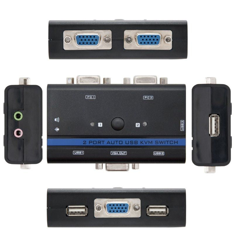 KVM Switch Nanocable 10.12.0001 / PC - Cpu: 2 VGA + 2 USB + 4 JACK 3.5 / Console: 2 USB + VGA + 2 J…