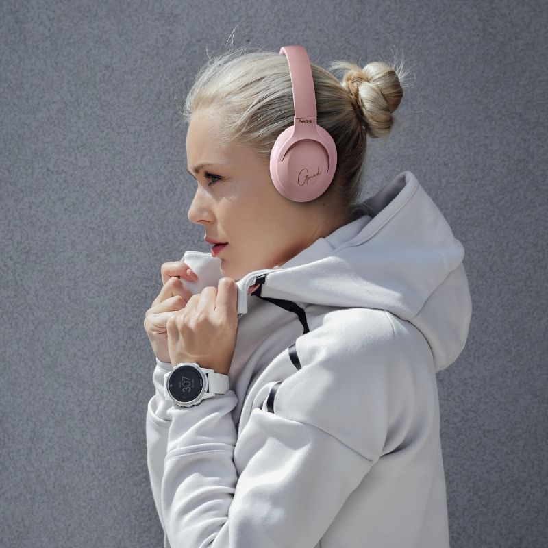 Auscultadores sem Fios NGS Artica Greed / com Microfone / Bluetooth / Rosa