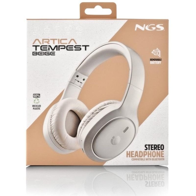Auscultadores sem Fios NGS Artica Tempest / com Microfone / Bluetooth / Bege