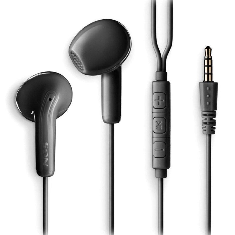 Auscultadores Intra-auriculares NGS Cross Flip / com Microfone / Jack 3.5 / Preto
