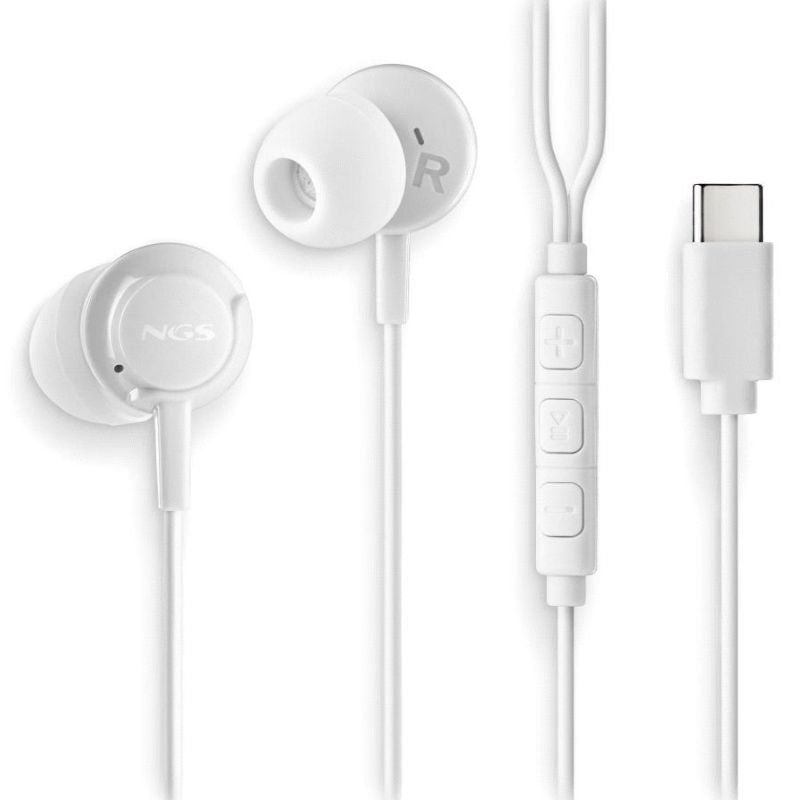 Auscultadores Intra-auriculares NGS Cross Step / com Microfone / USB Type-c / Branco