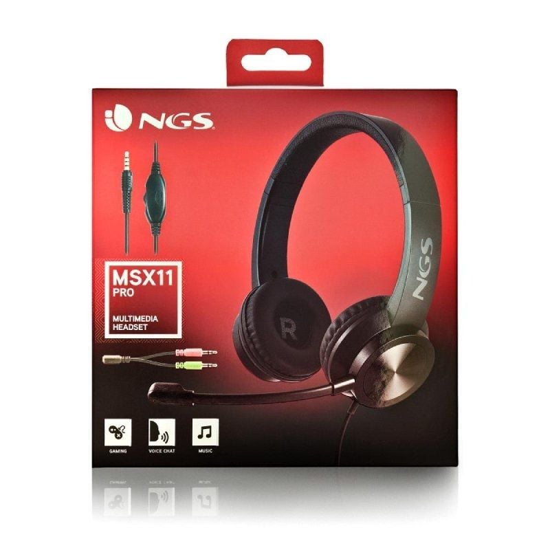 Auscultadores NGS MSX 11 Pro / com Microfone / Jack 3.5 / Preto