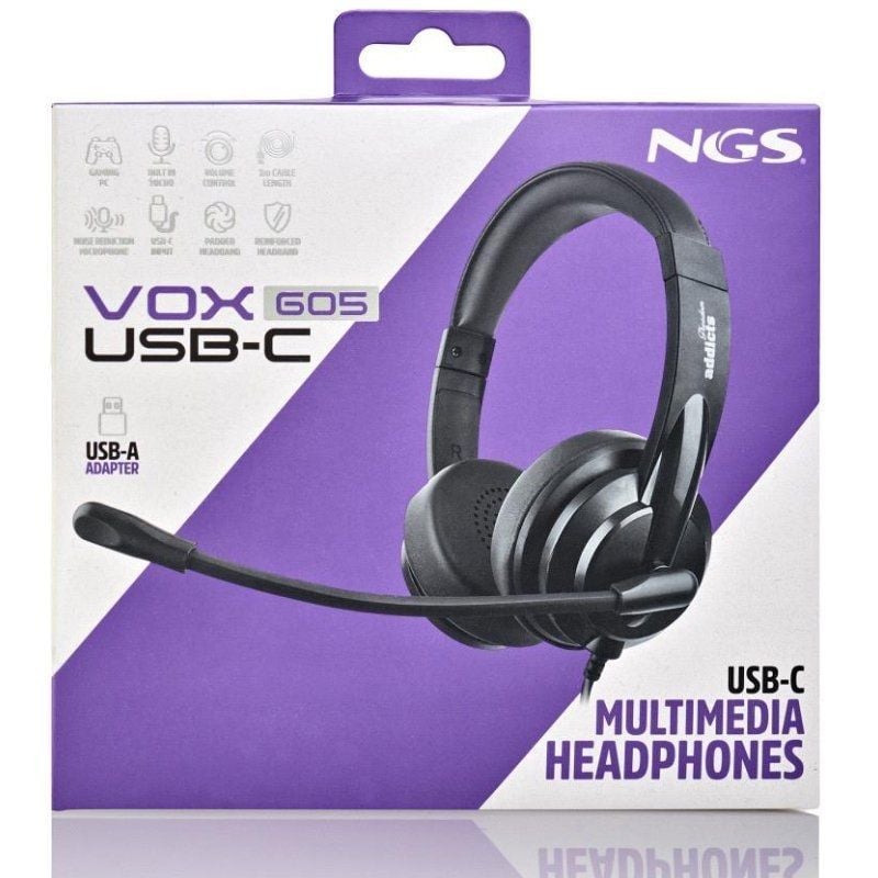 NGS VOX605 Auscultadores Usb-c / com Microfone / USB Type-c / Preto