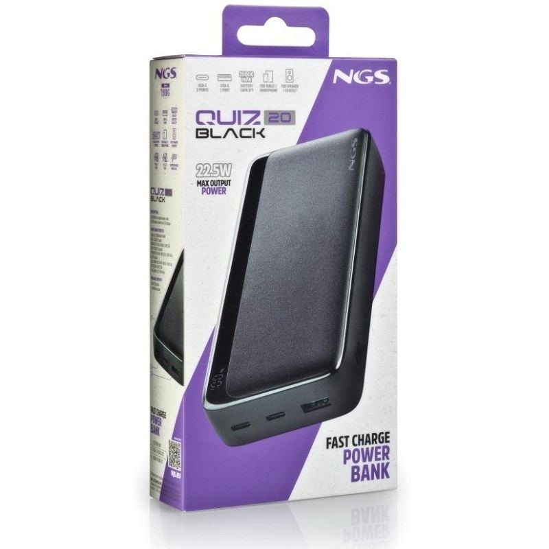 Powerbank 20000mah NGS Quiz 20 / 22.5w / Preto