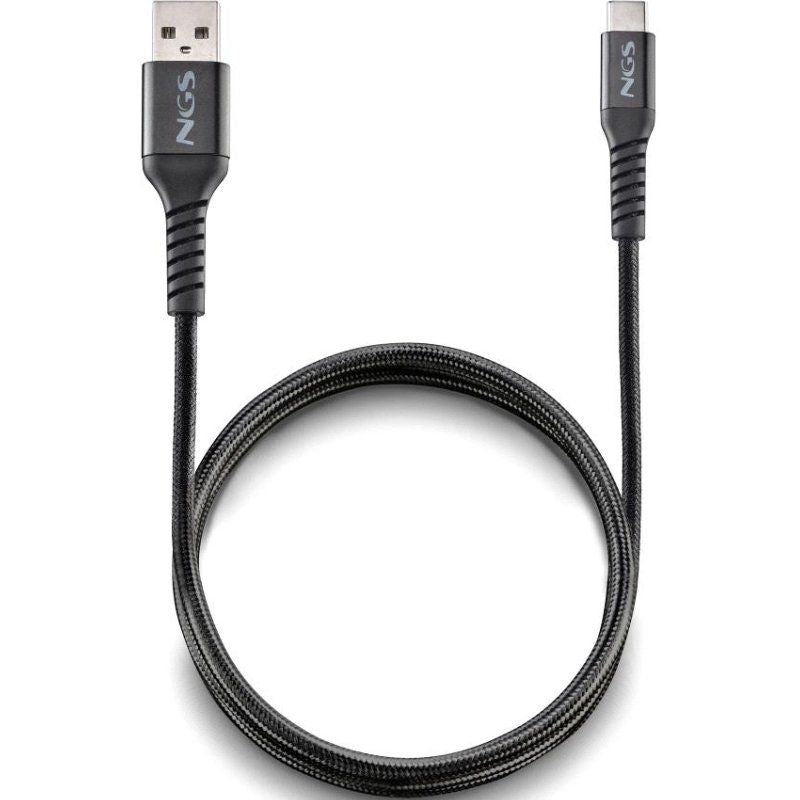 Cabo USB 2.0 NGS Knot-ac / Macho USB - Macho USB Type-c / Até 12W / 480mbps / 1m / Preto