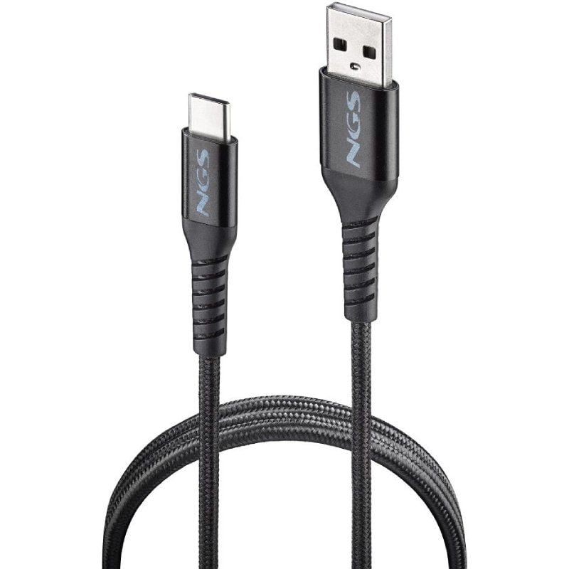 Cabo USB 2.0 NGS Knot-ac / Macho USB - Macho USB Type-c / Até 12W / 480mbps / 1m / Preto