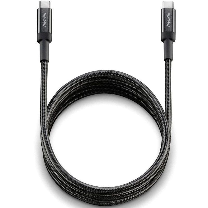 Cabo USB 2.0 Tipo C NGS KNOT / Macho USB Tipo C - Macho USB Tipo C / Até 100W / 480mbps / 2m / Preto