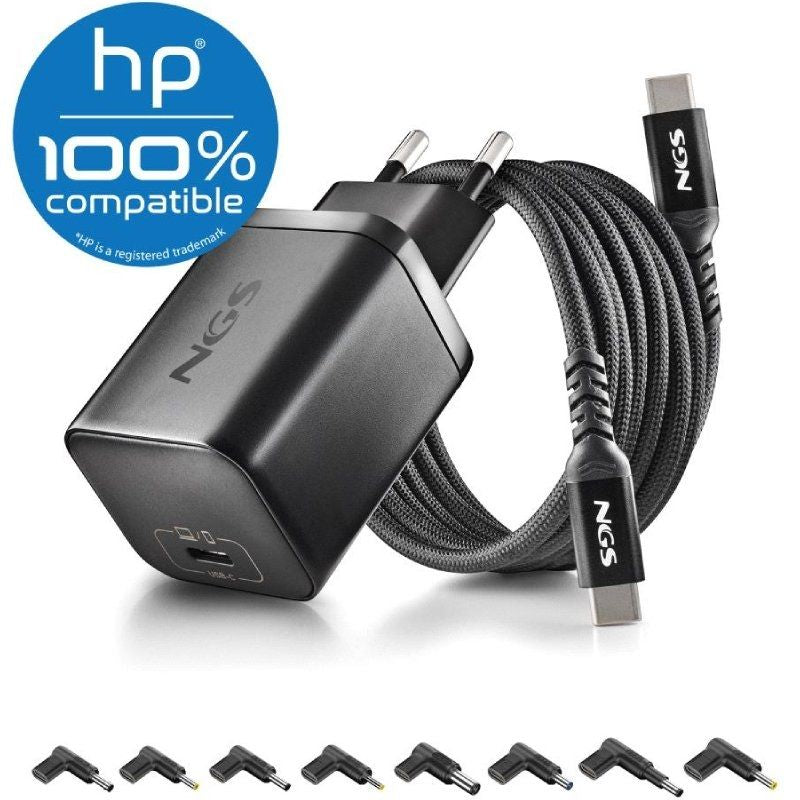 Carregador Gan para Portáteis NGS Bud65w-h para HP / 1xusb Type-c / 65W / Automático / 8 Conectores…