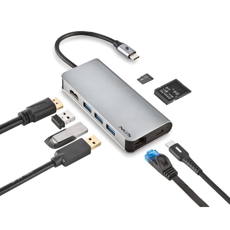 Docking USB Type-c NGS Wonderdock8 / 3xusb / 1xusb Type-c DP / 1xhdmi 4K / 1xrj45 / 1xsd Card Reader