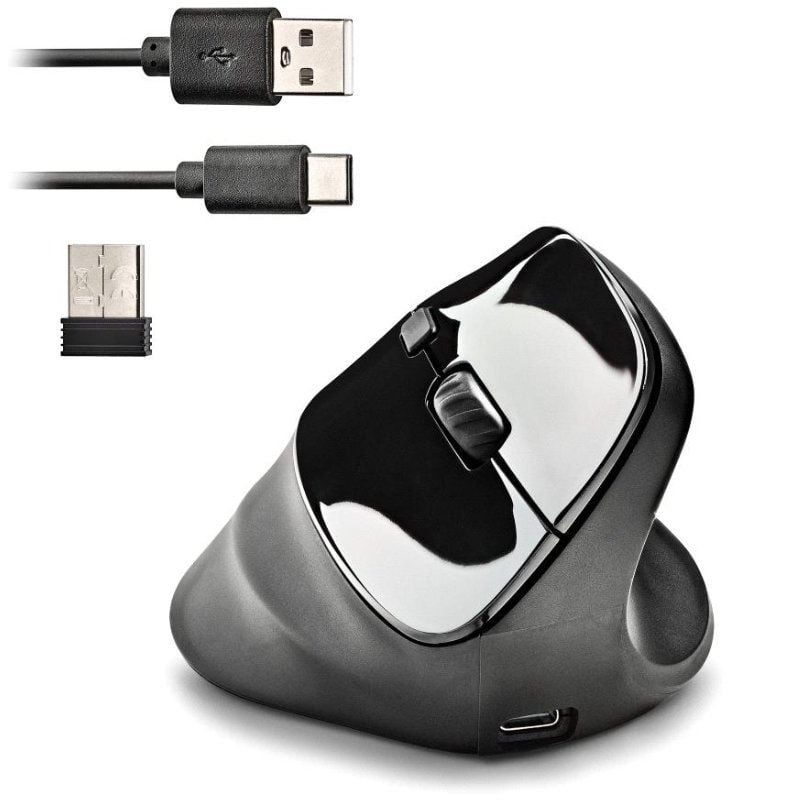 Rato Vertical sem Fios NGS EVO Moksha / Bateria Recarregável / Até 2400 DPI