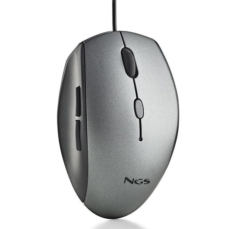Rato Ergonómico NGS Moth Gray / Até 1600 DPI / Cinzento