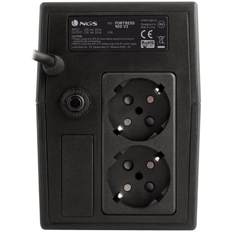 UPS Offline NGS Fortress 900 V3 / 600VA / 2 Saídas / Formato Torre