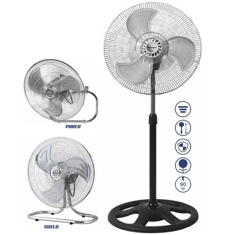 Ventilador 3 em 1 Orbegozo PWS 0547 / de Mesa / de Pé / de Parede / 90 W / 3 Pás de 45 Cm / 3 Veloc…