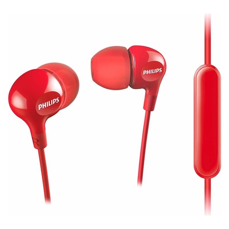 Philips SHE3555 Auscultadores Intra-auriculares / com Microfone / Jack 3.5 / Vermelho