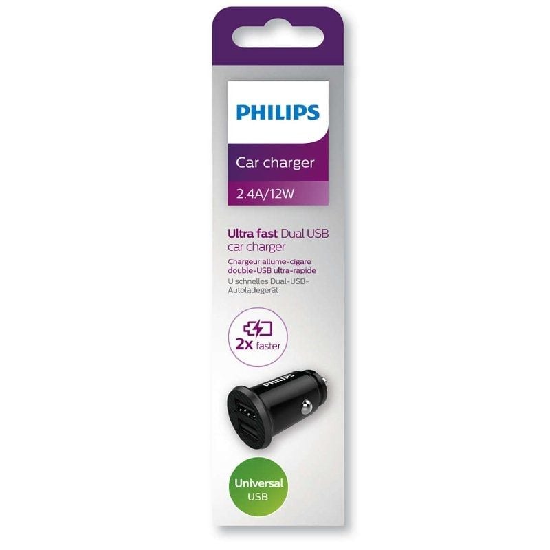 Carregador de Automóvel Philips DLP2510 / 2xusb / 12W