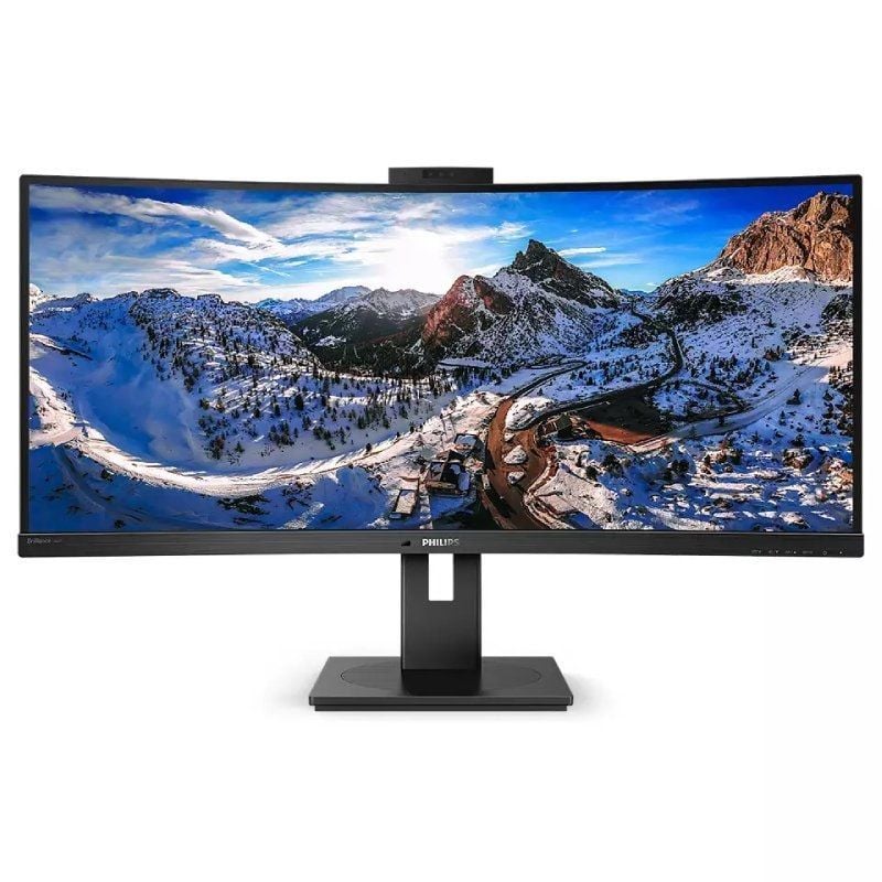 Philips 346P1CRH 34" / WQHD / Webcam / Multimédia / Ajustável em Altura / Monitor Profissional Curv…