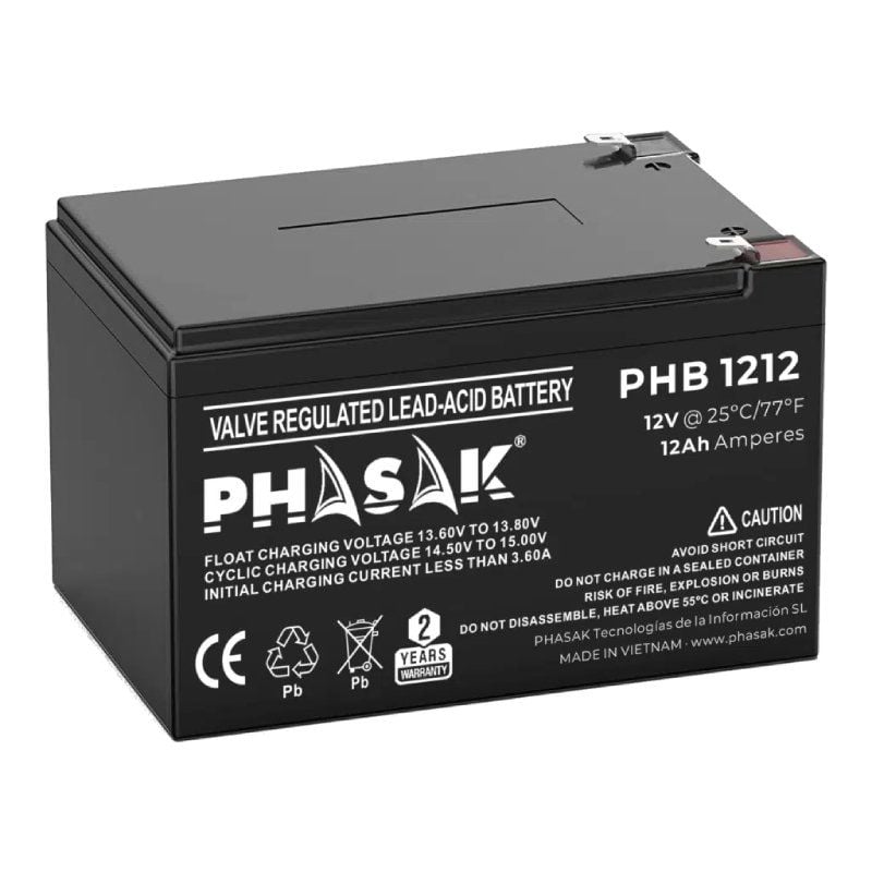 Bateria Phasak PHB 1212 Compatível com a UPS PHASAK de Acordo com as Especificações.