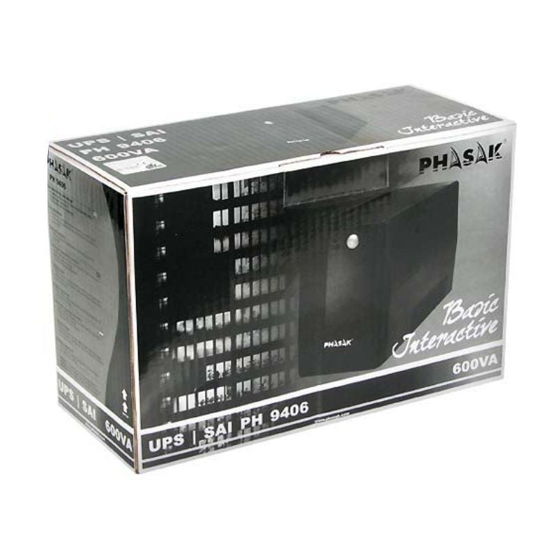 UPS Phasak Basic Linha Interactiva 600 VA / 600va-360w / 2 Saídas / Formato Torre