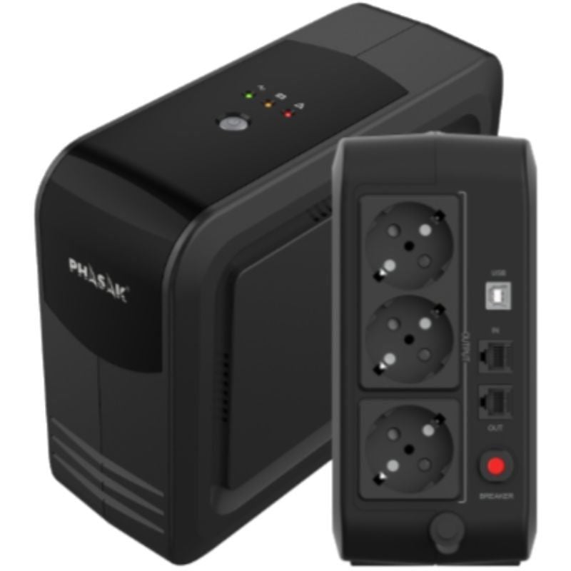 UPS Interactiva da Linha Phasak Smart Lite 950VA / 950va-570w / 3 Saídas / Formato de Torre