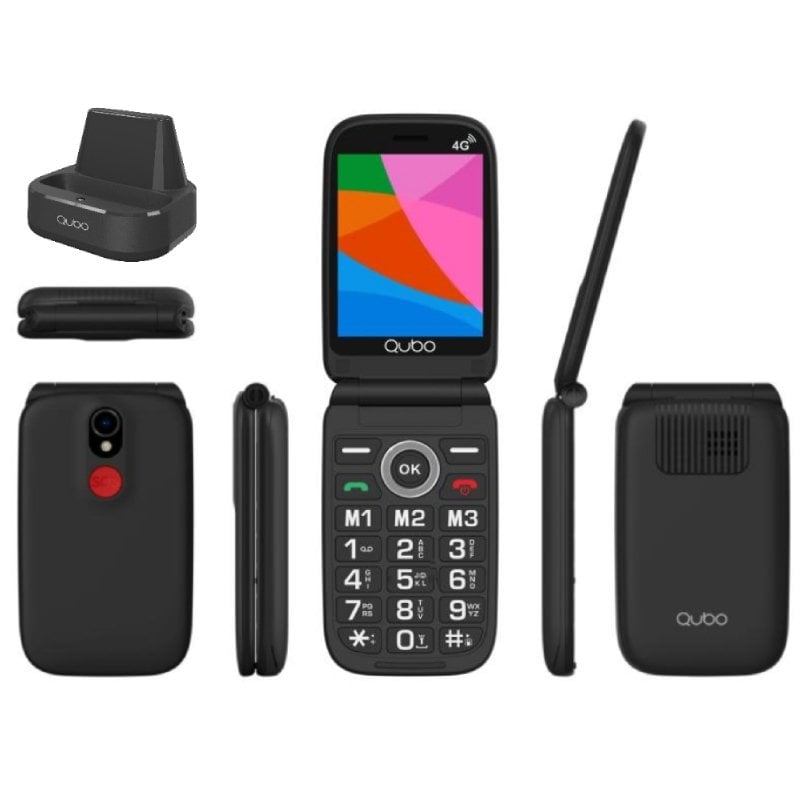 Telemóvel Qubo X-340cb 4G para Idosos / Preto