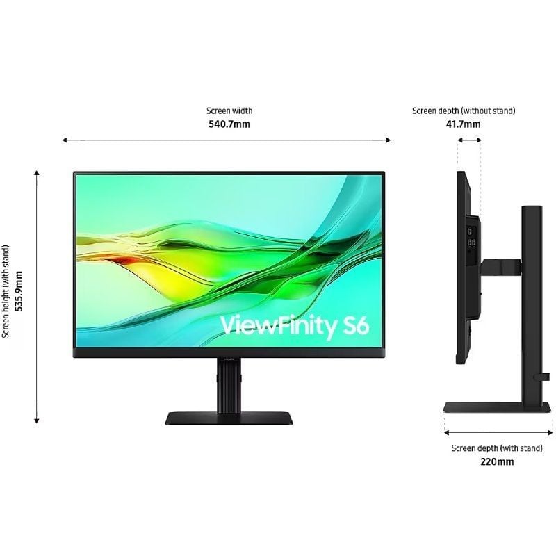 Monitor Profissional Samsung Viewfinity S6 S60UD S24D600UAU 24" / QHD / Altura Ajustável / Preto