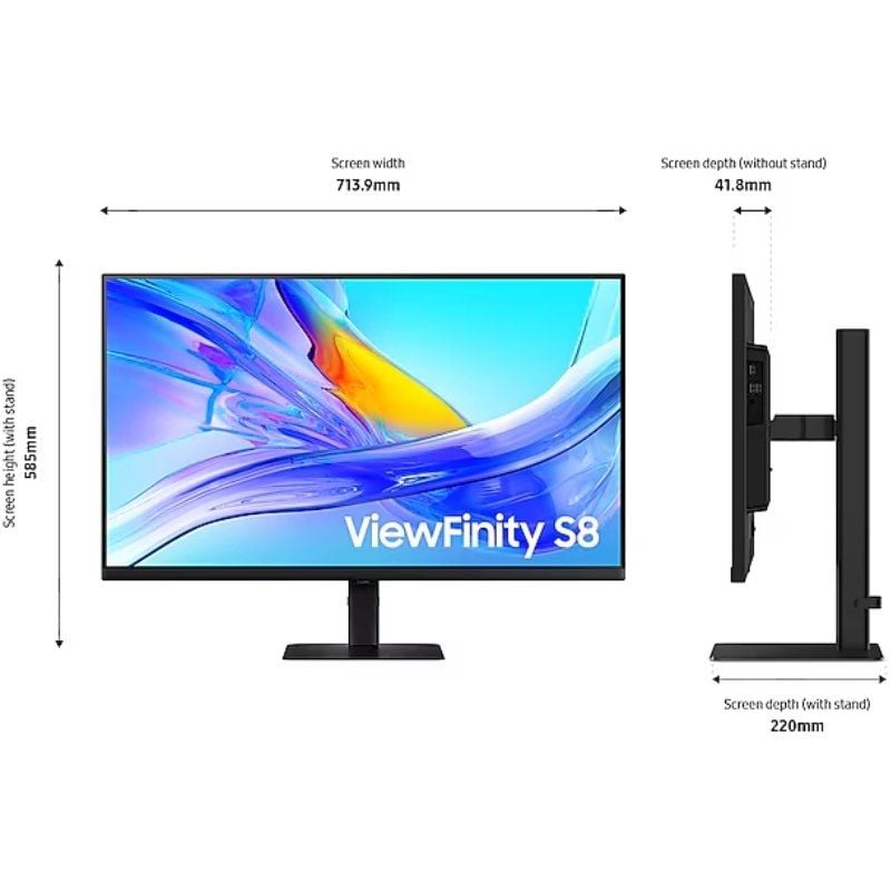 Monitor Profissional Samsung Viewfinity S8 S80UD S32D800UAU 32" / 4K / Ajustável em Altura / Preto