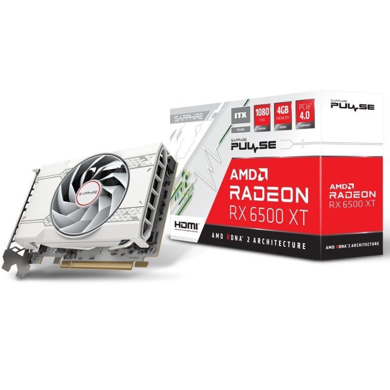 Placa Gráfica para Jogos Sapphire PULSE PULSE Radeon RX 6500 XT ITX Pure / 4GB GDDR6