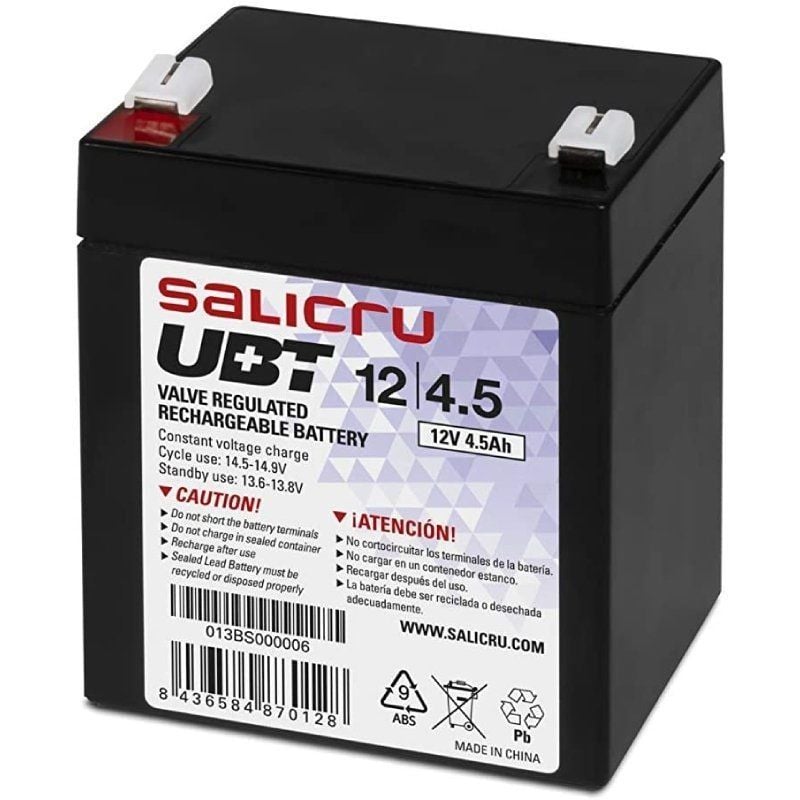 Bateria Salicru UBT 12 / 4,5 Compatível com a UPS Salicru de Acordo com as Especificações.
