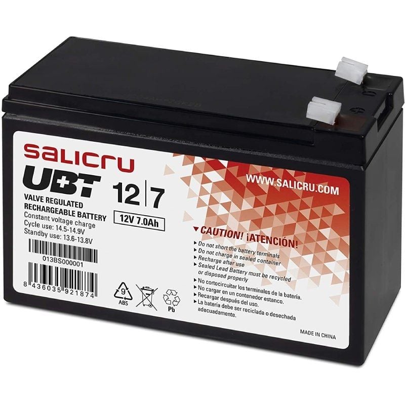 Bateria Salicru UBT 12 / 7 V2 Compatível com a UPS Salicru de Acordo com as Especificações