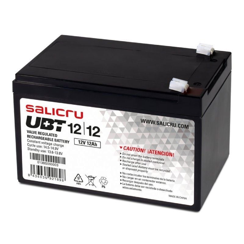 Bateria Salicru UBT 12 / 12 Compatível com a UPS Salicru de Acordo com as Especificações.