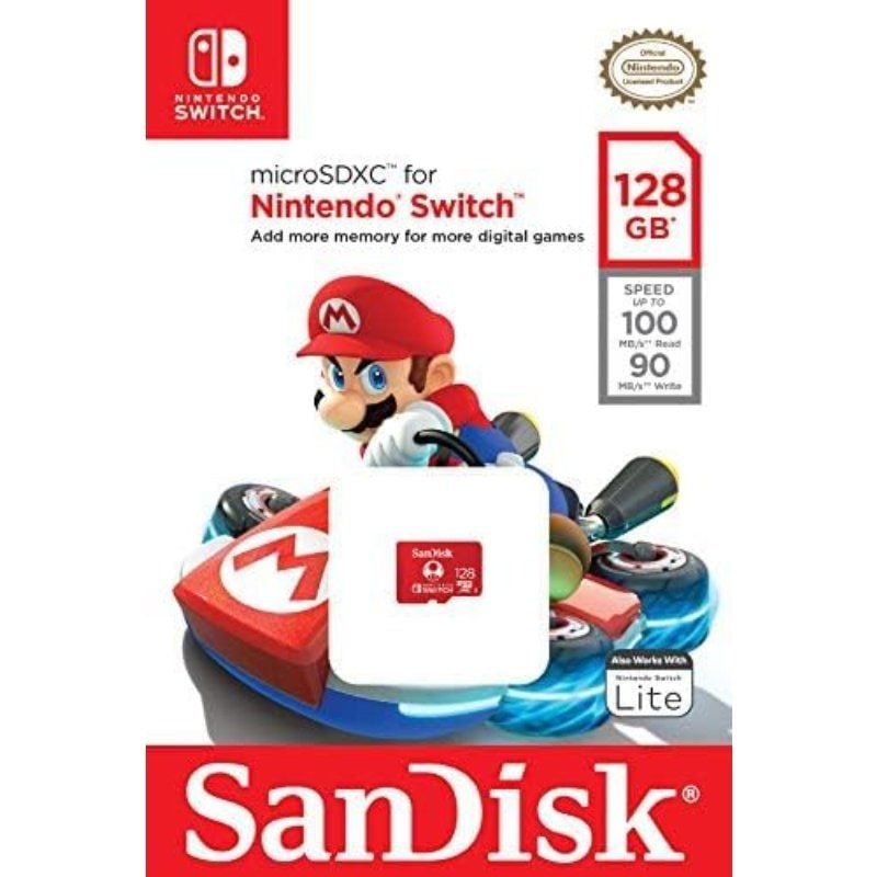 Cartão de Memória Sandisk Nintendo Switch 128GB Microsd XC Uhs-i / Classe 10 / 100mbs