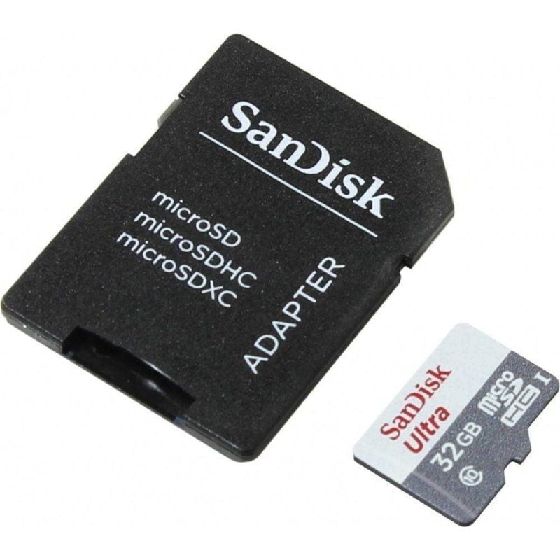 Cartão de Memória Sandisk Ultra 32GB Microsd HC com Adaptador / Classe 10 / 100MB / S
