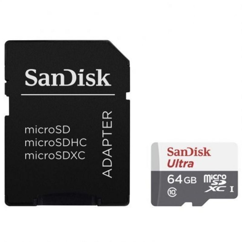 Cartão de Memória Sandisk Ultra 64GB Microsd XC com Adaptador / Classe 10 / 100MB / S