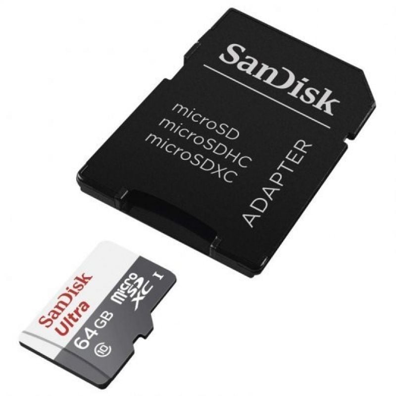 Cartão de Memória Sandisk Ultra 64GB Microsd XC com Adaptador / Classe 10 / 100MB / S