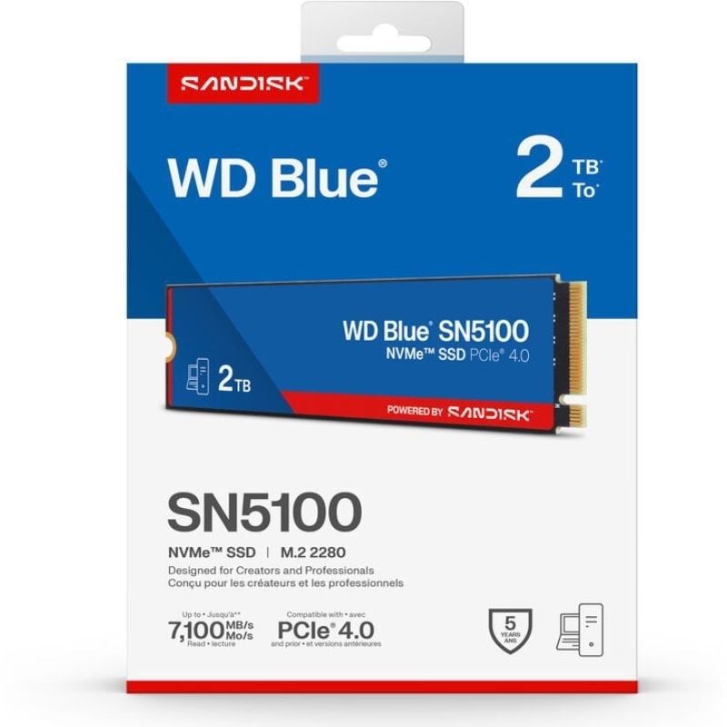 SSD Sandisk WD Blue SN5100 2TB / M.2 2280 PCIe NVME / Capacidade Total