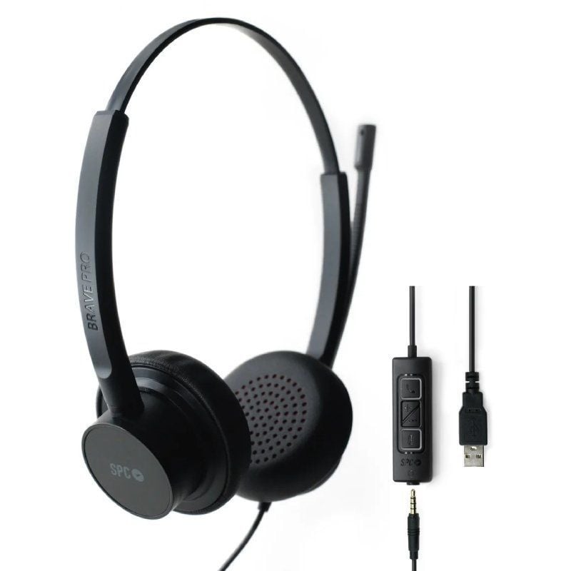 SPC Brave Pro Auscultadores / com Microfone / Jack 3.5 / USB / Preto