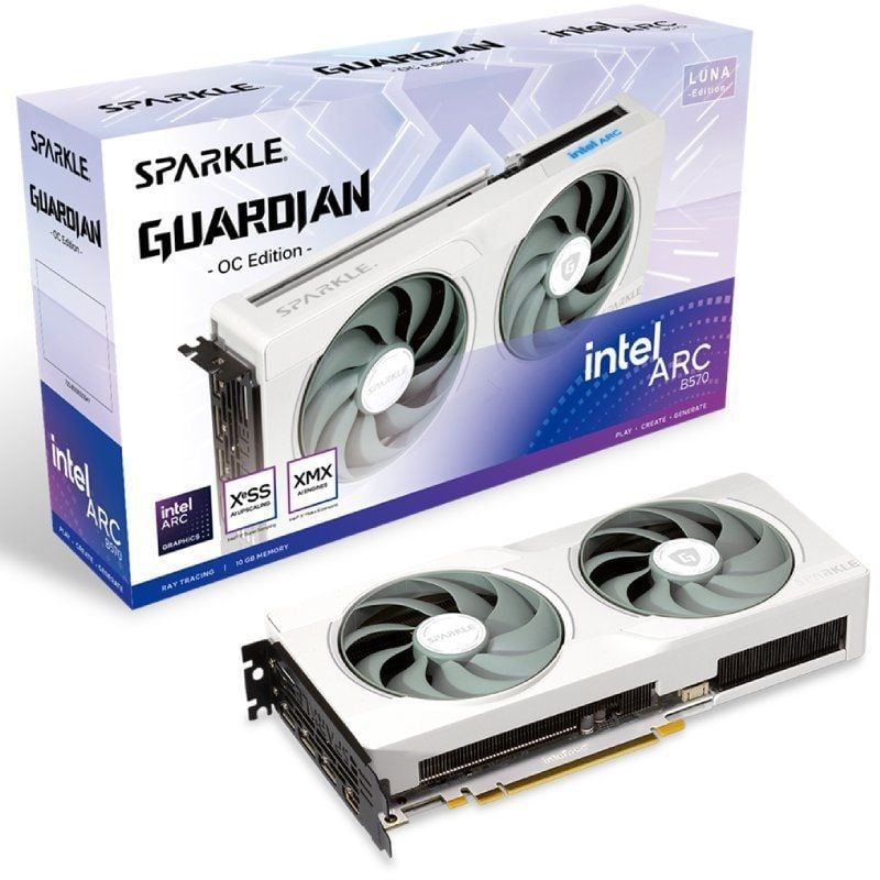 Placa Gráfica Intel Sparkle Intel Arc B570 Guardian Luna OC Edition / 10GB GDDR6