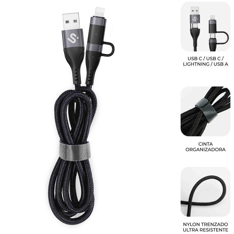 Cabo USB 2.0 USB 2.0 Type-c Subblim Top 4 em 1 / Macho USB Type-c - Macho USB / Macho USB Type-c -…