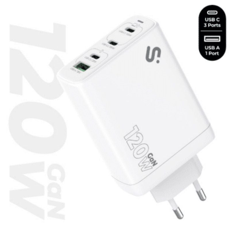 Carregador de Parede Gan Subblim 120W Carregador USB C+c+c+c+a / 3xusb Type-c / 1xusb / 120W