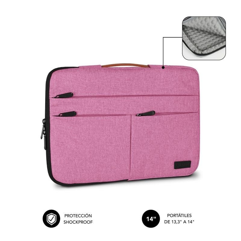 Bolsa Subblim Air Padding 360 para Computadores Portáteis Até 14" / Rosa