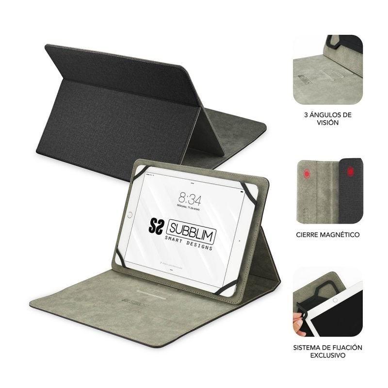 Estojo de Suporte Subblim Clever para Tablets de 9"-10,1" / Preto