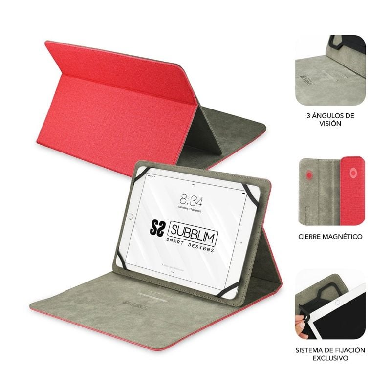 Estojo de Suporte Subblim Clever para Tablets de 9"-10,1" / Vermelho