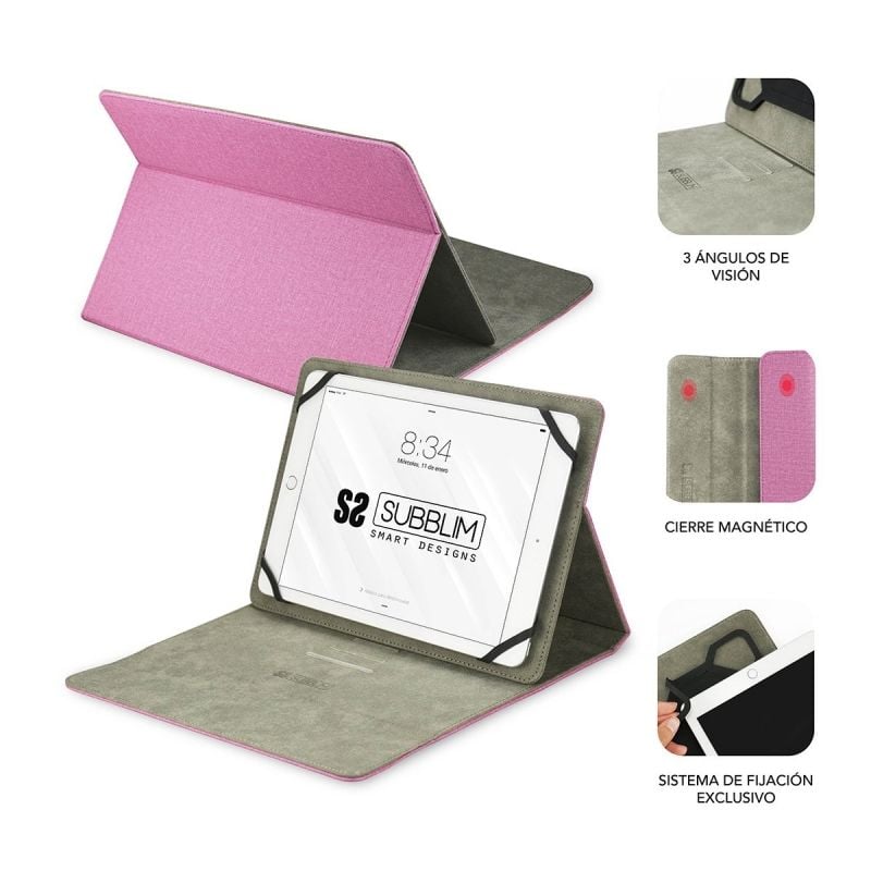 Estojo de Suporte Subblim Clever para Tablets de 9"-10,1" / Rosa